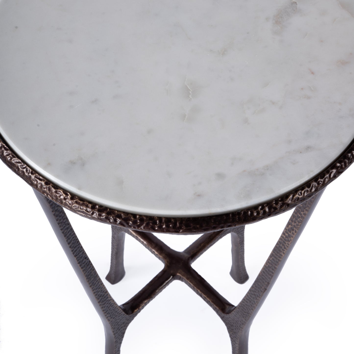 Butler Specialty Company Lania Outdoor 16 in. W Round Metal and Marble Side Table, Bronze