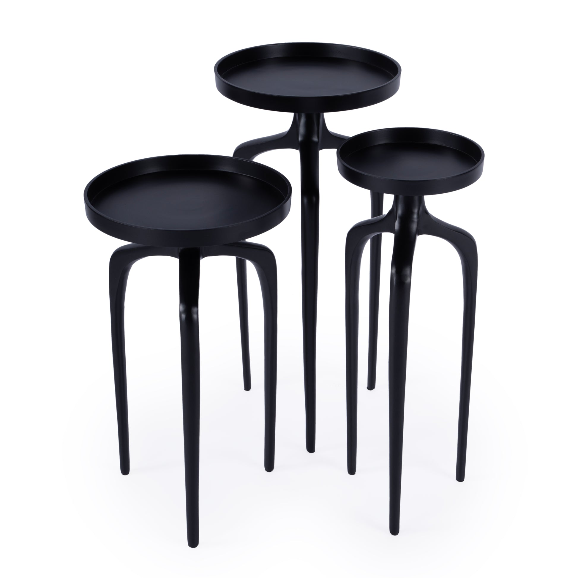 Butler Specialty Company Emilie Outdoor Round Set of 3 Scatter Tables, Black