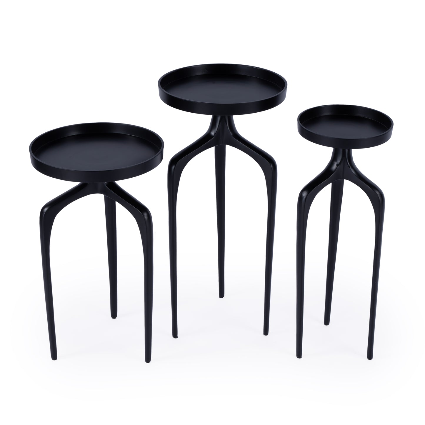 Butler Specialty Company Emilie Outdoor Round Set of 3 Scatter Tables, Black
