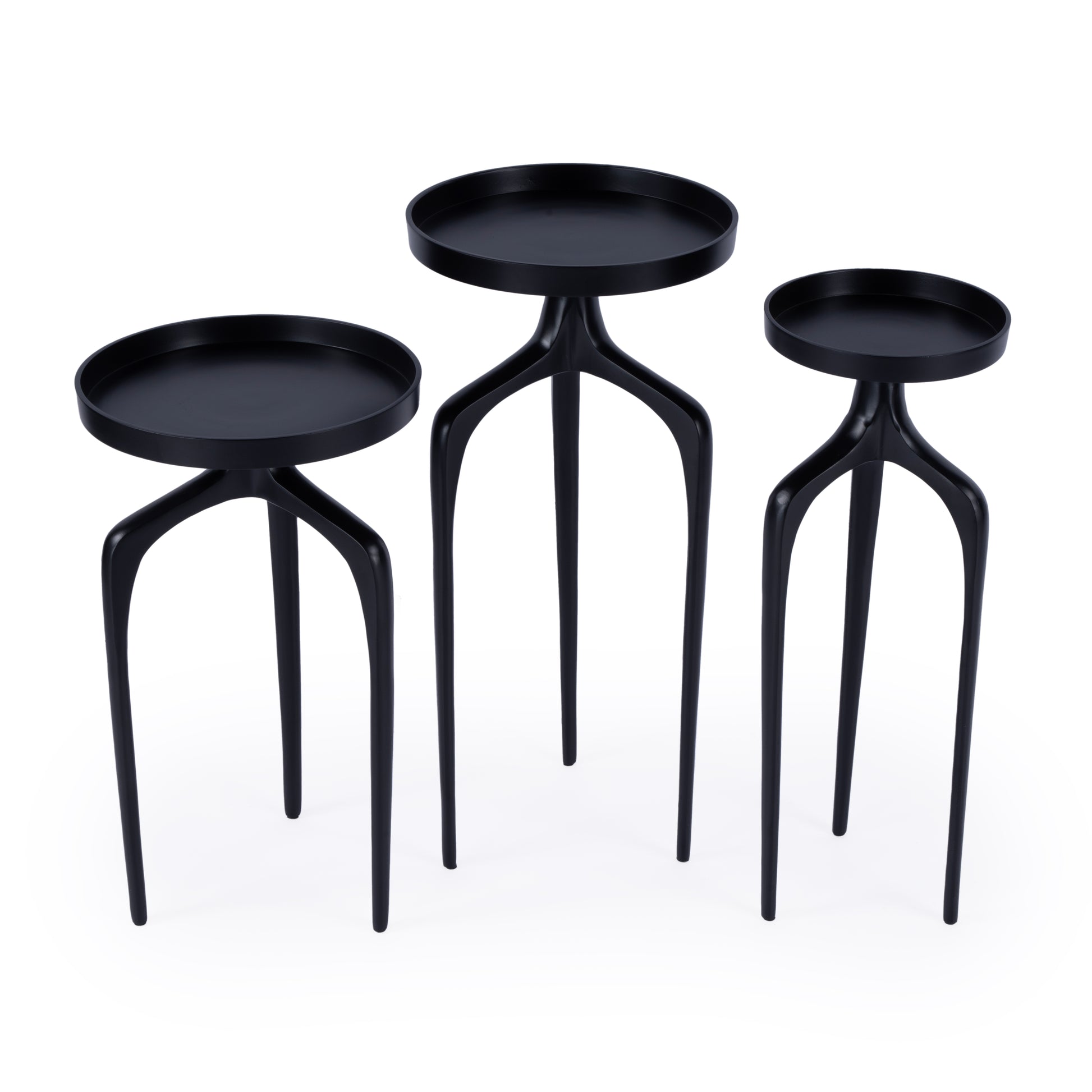 Butler Specialty Company Emilie Outdoor Round Set of 3 Scatter Tables, Black
