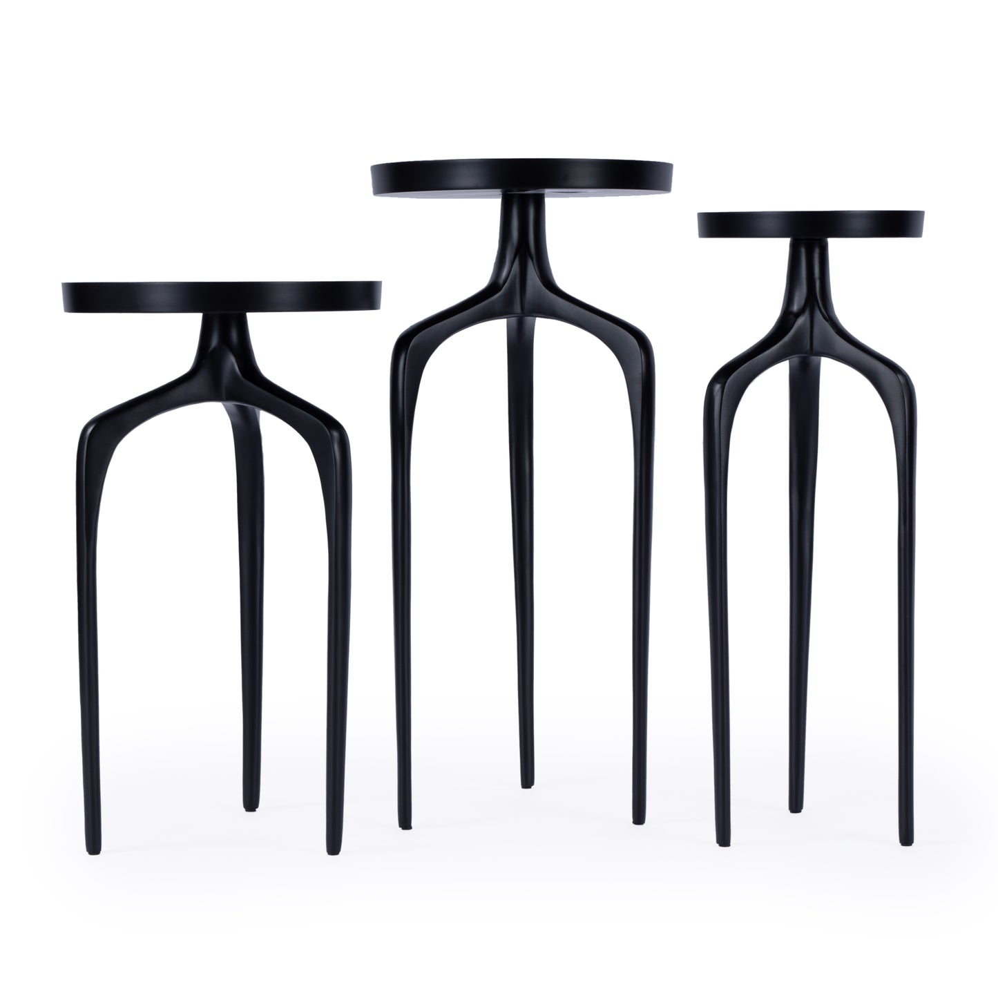 Butler Specialty Company Emilie Outdoor Round Set of 3 Scatter Tables, Black
