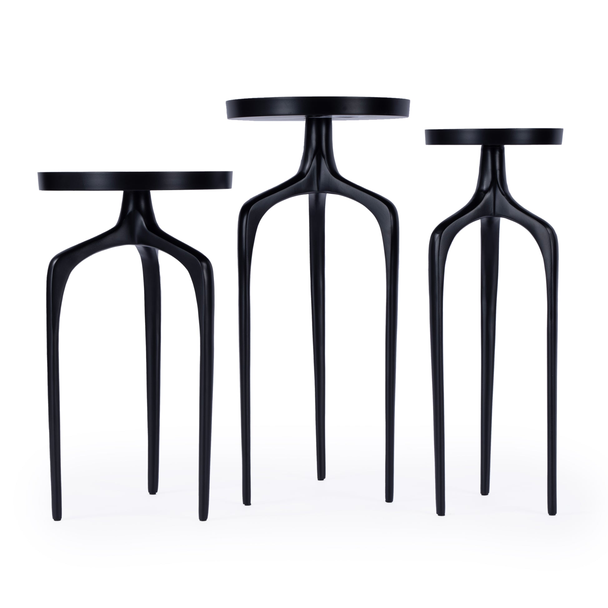 Butler Specialty Company Emilie Outdoor Round Set of 3 Scatter Tables, Black