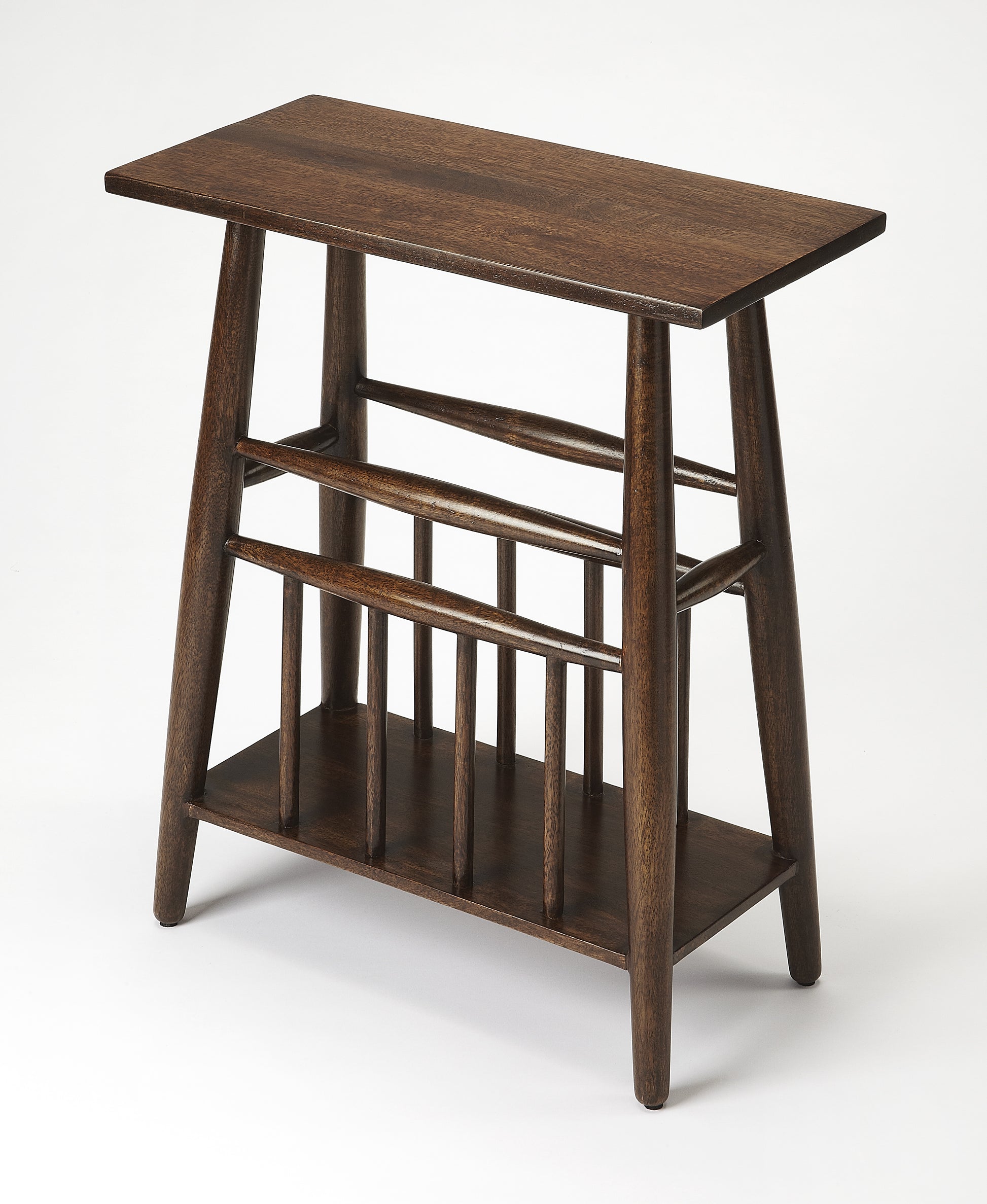 Butler Specialty Company Bowen 20 in. W Rectangular Solid Wood Side Table with Magazine Holder, Dark Brown