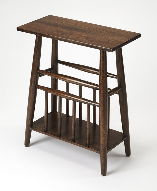 Butler Specialty Company Bowen 20 in. W Rectangular Solid Wood Side Table with Magazine Holder, Dark Brown