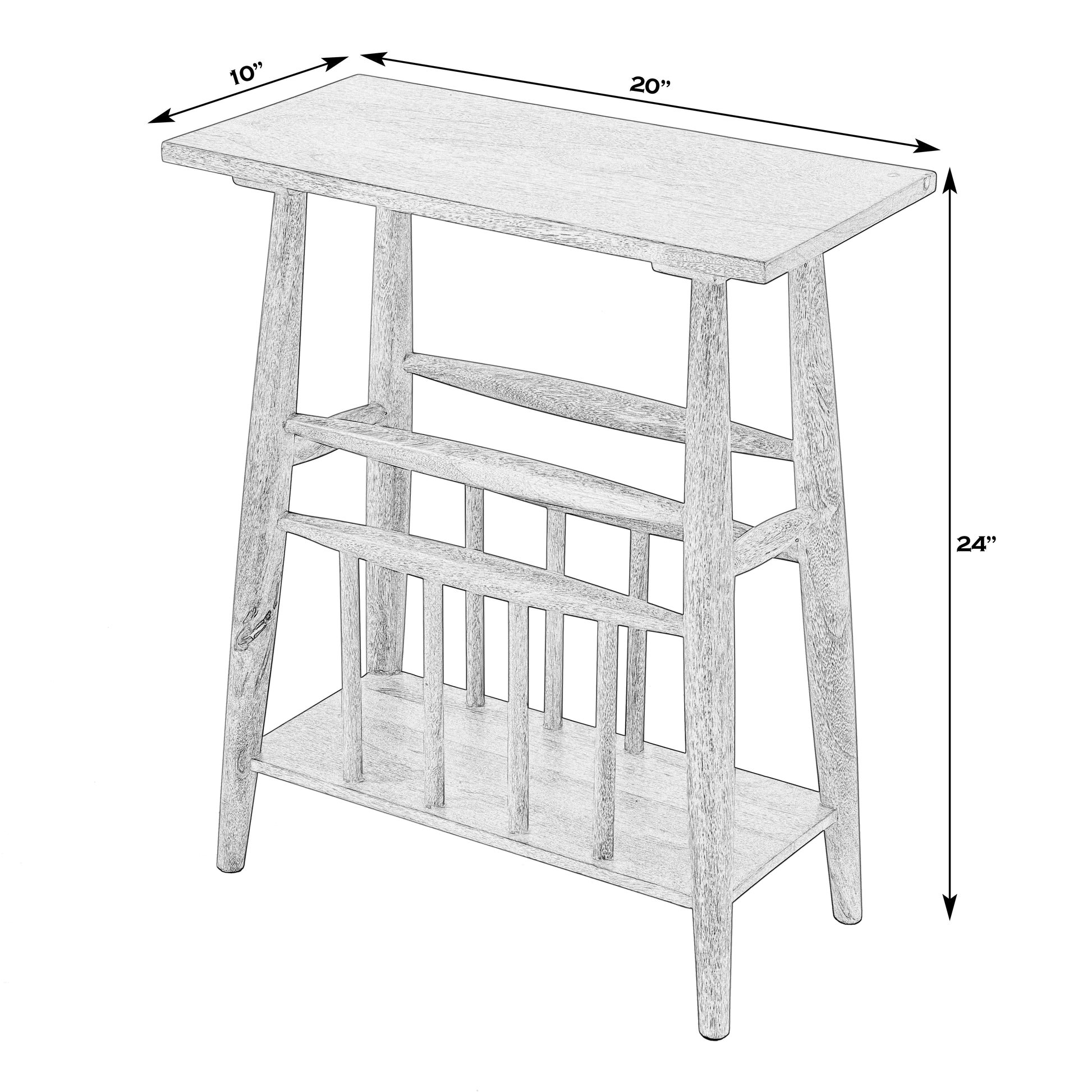 Butler Specialty Company Bowen 20 in. W Rectangular Solid Wood Side Table with Magazine Holder, Natural