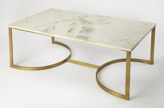 Butler Specialty Company Corsini 47.5 in. W Marble and Metal Modern Coffee Table, Multi-Color