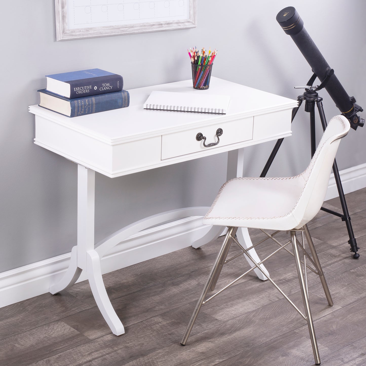 Butler Specialty Company Alta 36 in. W Rectangular Wood Modern 1 Drawer Writing Desk, White