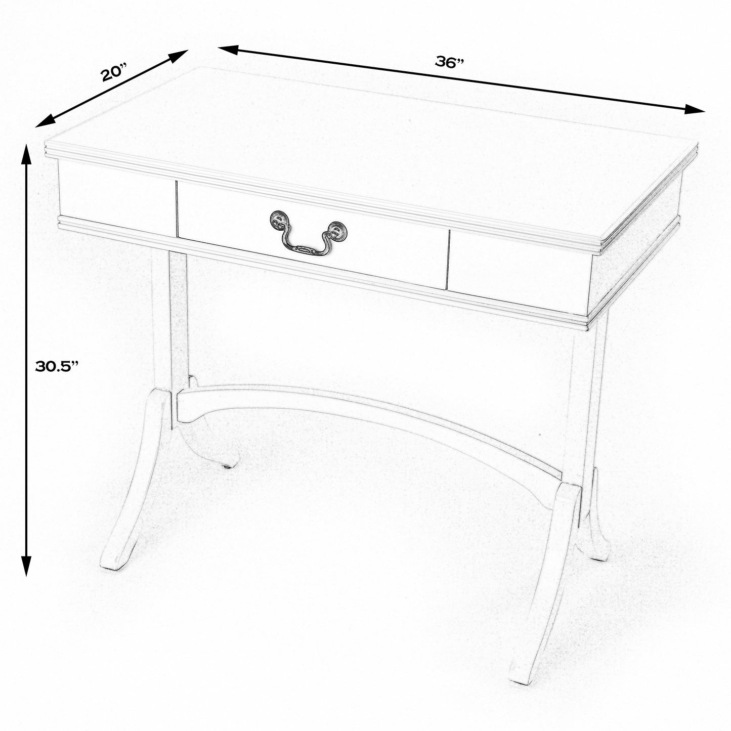 Butler Specialty Company Alta 36 in. W Rectangular Wood Modern 1 Drawer Writing Desk, White