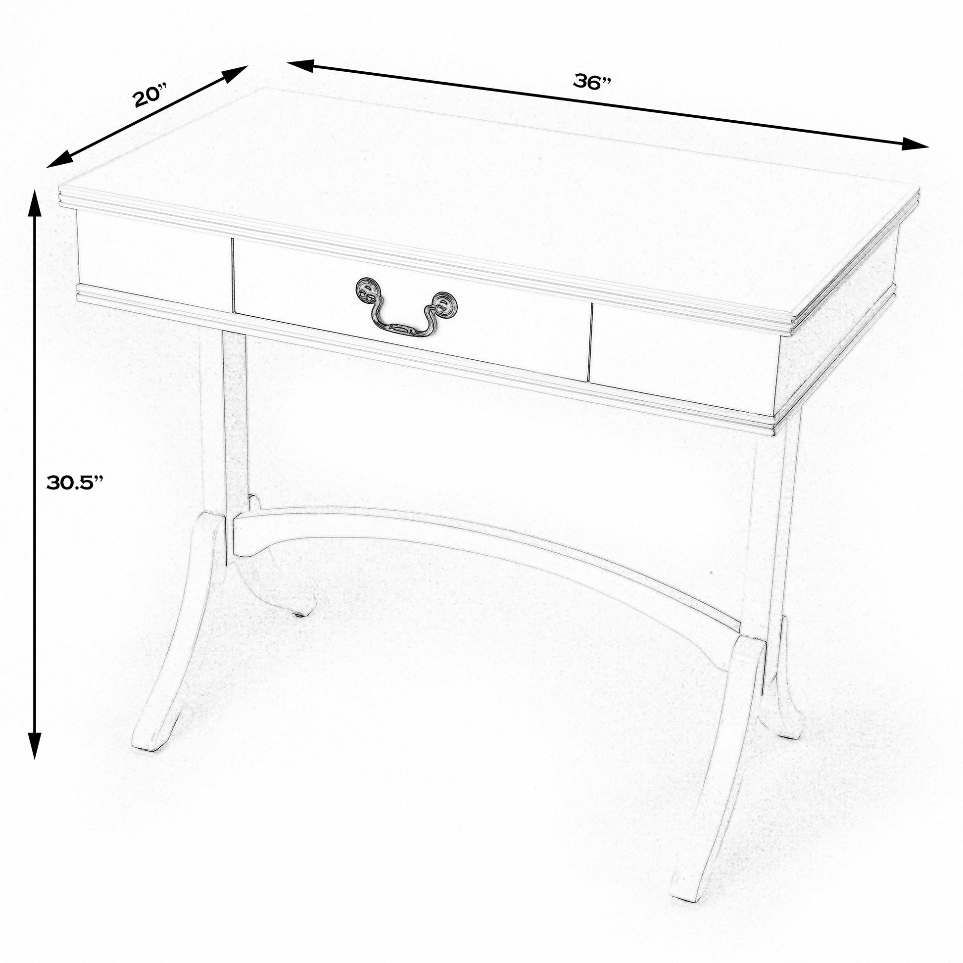 Butler Specialty Company Alta 36 in. W Rectangular Wood Modern 1 Drawer Writing Desk, White
