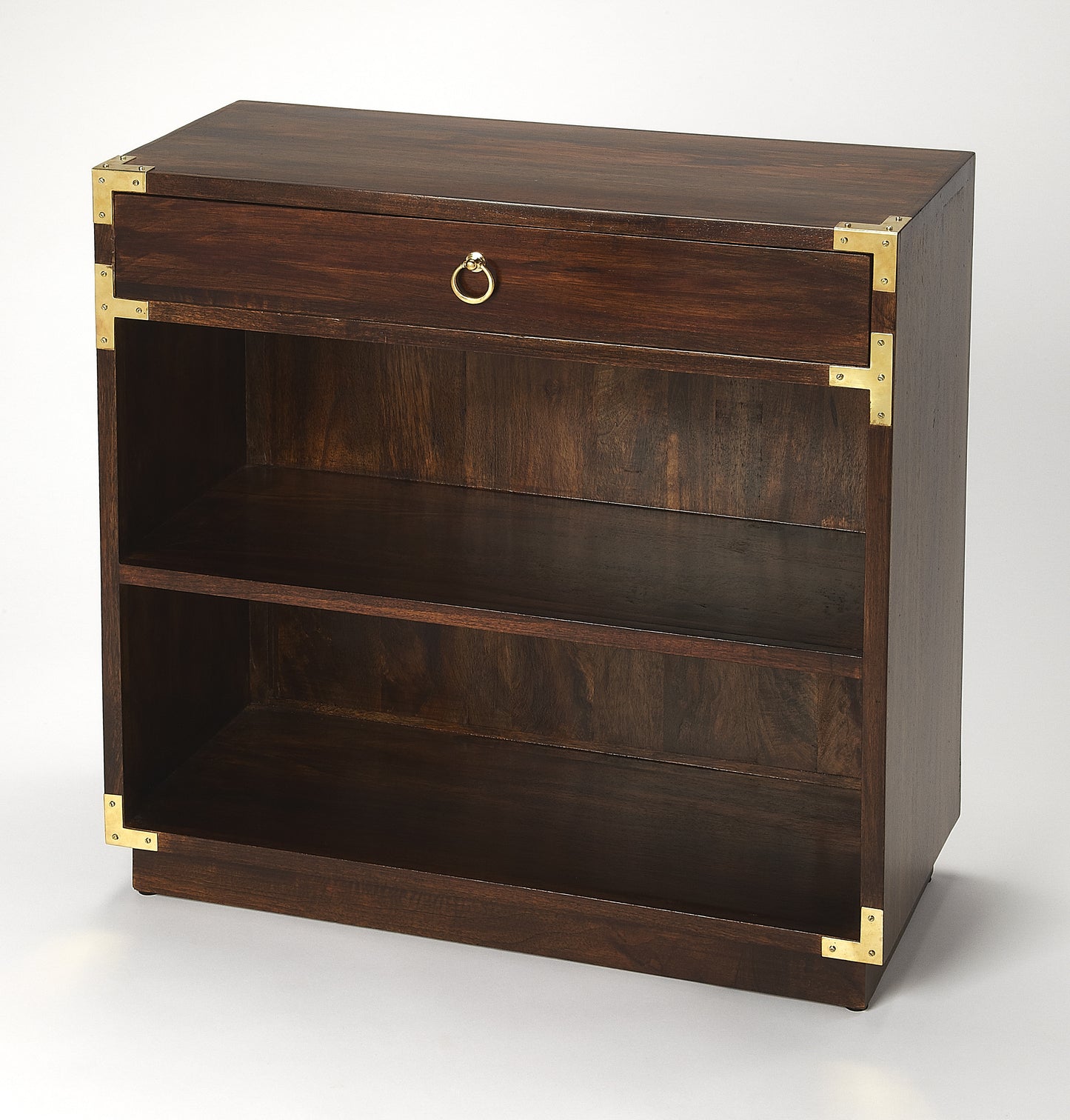 Forster Campaign 2 Shelf 28"W Bookcase with Storage in Dark Brown  4457354