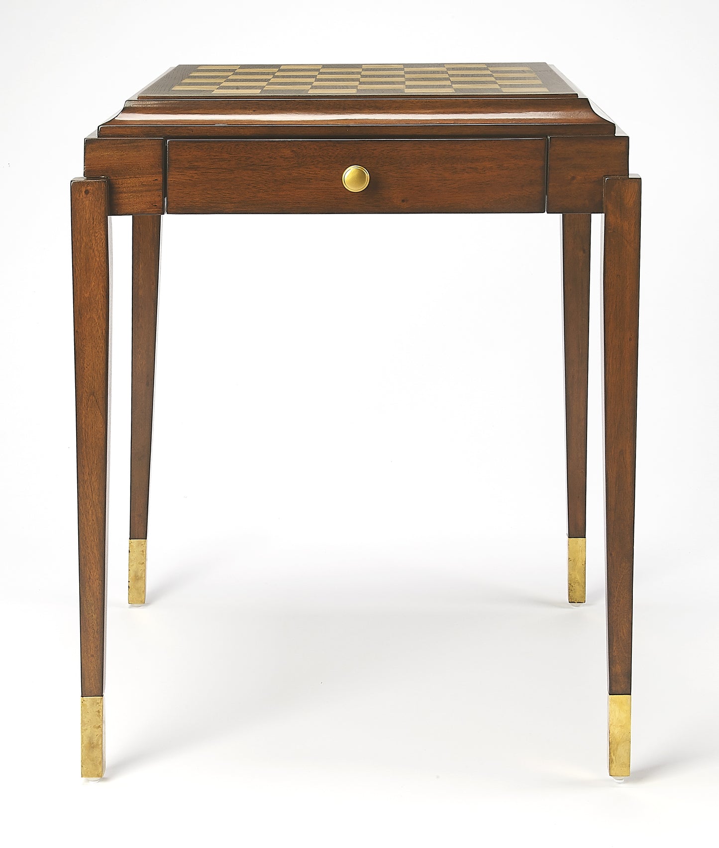 Butler Specialty Company Adrian 22 in. W Square Wood 1 Drawer Mid-Century Modern Game Table, Medium Brown