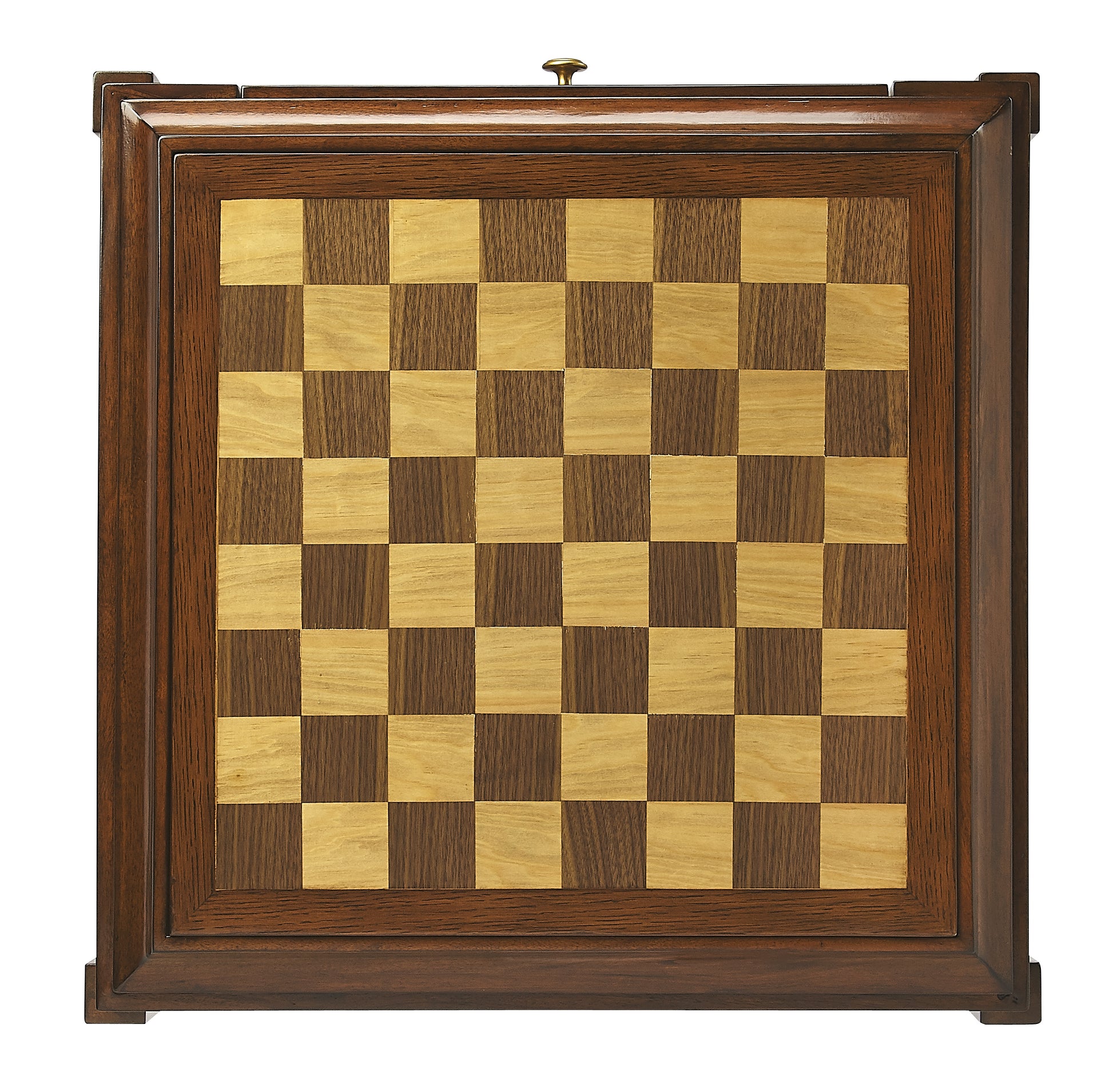 Butler Specialty Company Adrian 22 in. W Square Wood 1 Drawer Mid-Century Modern Game Table, Medium Brown