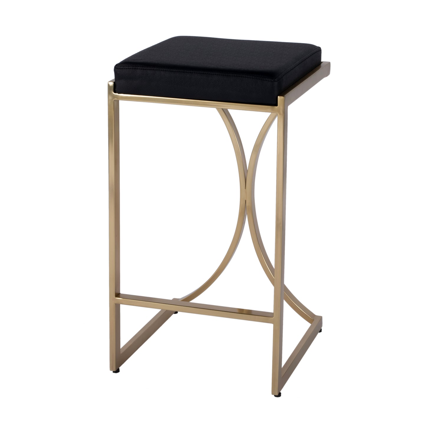 Butler Specialty Company Natalya 24 in. Seat Height Square Upholstered and Metal Backless Counter Stool with Footrest, Black