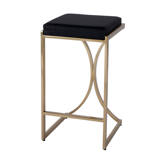 Butler Specialty Company Natalya 24 in. Seat Height Square Upholstered and Metal Backless Counter Stool with Footrest, Black