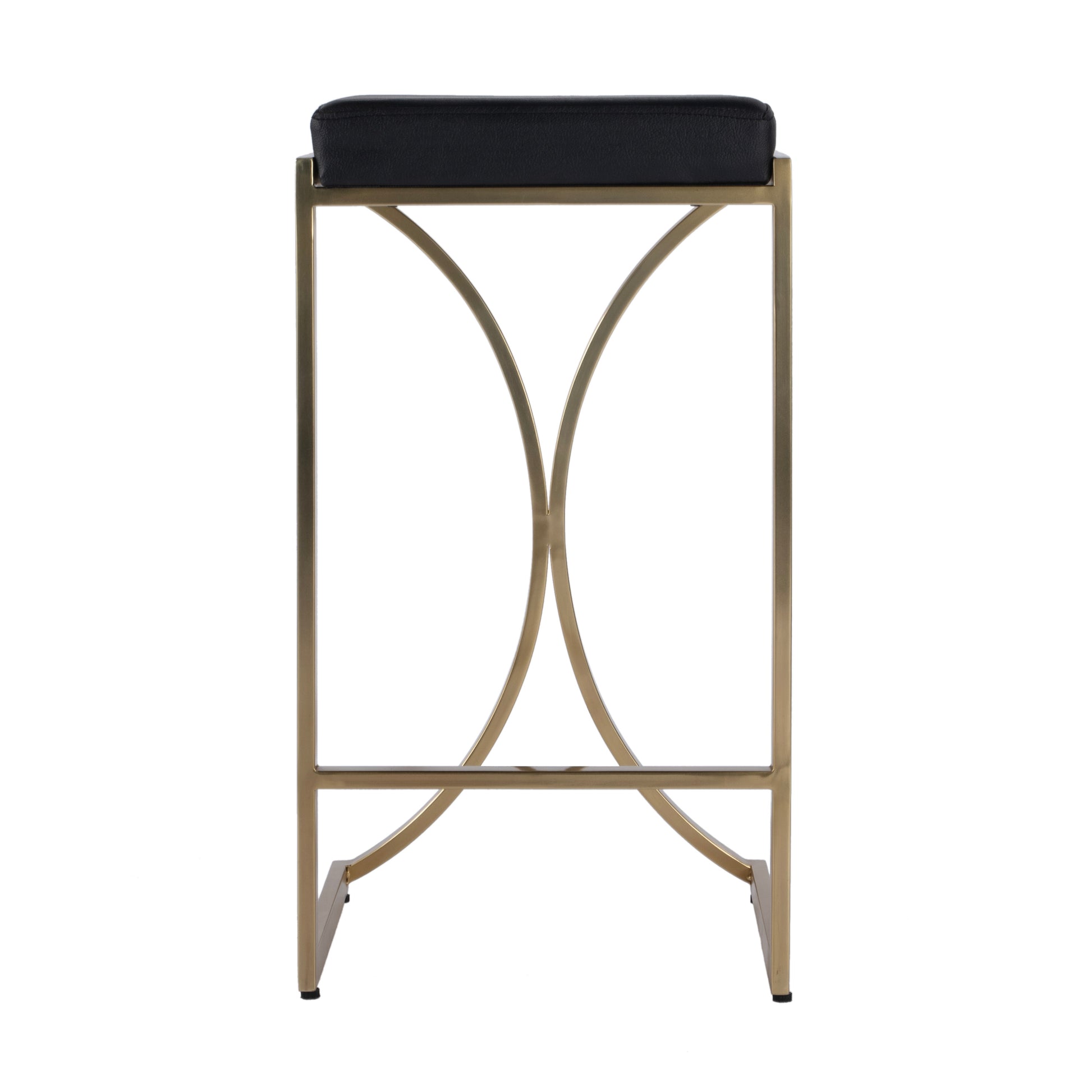 Butler Specialty Company Natalya 24 in. Seat Height Square Upholstered and Metal Backless Counter Stool with Footrest, Black