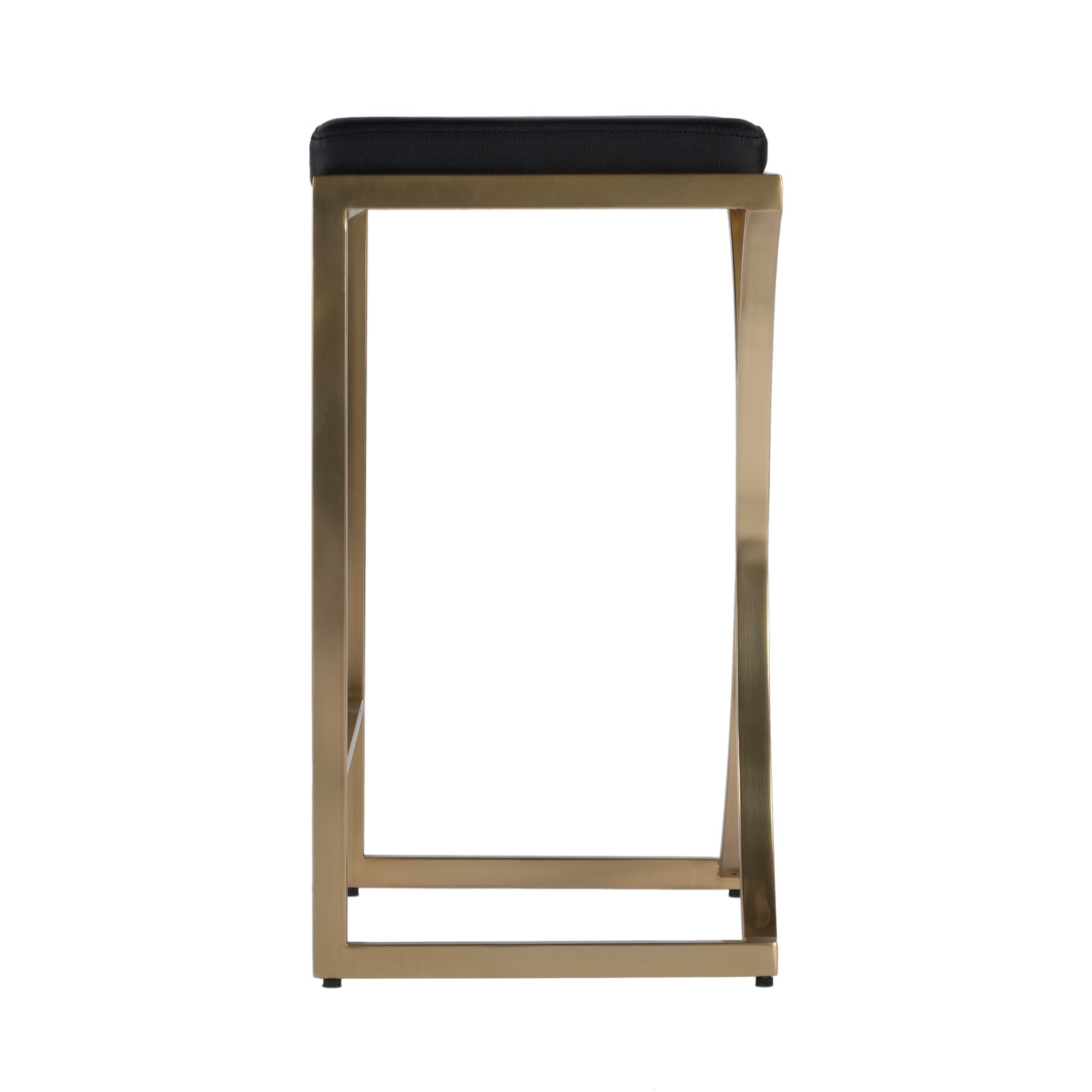Butler Specialty Company Natalya 24 in. Seat Height Square Upholstered and Metal Backless Counter Stool with Footrest, Black