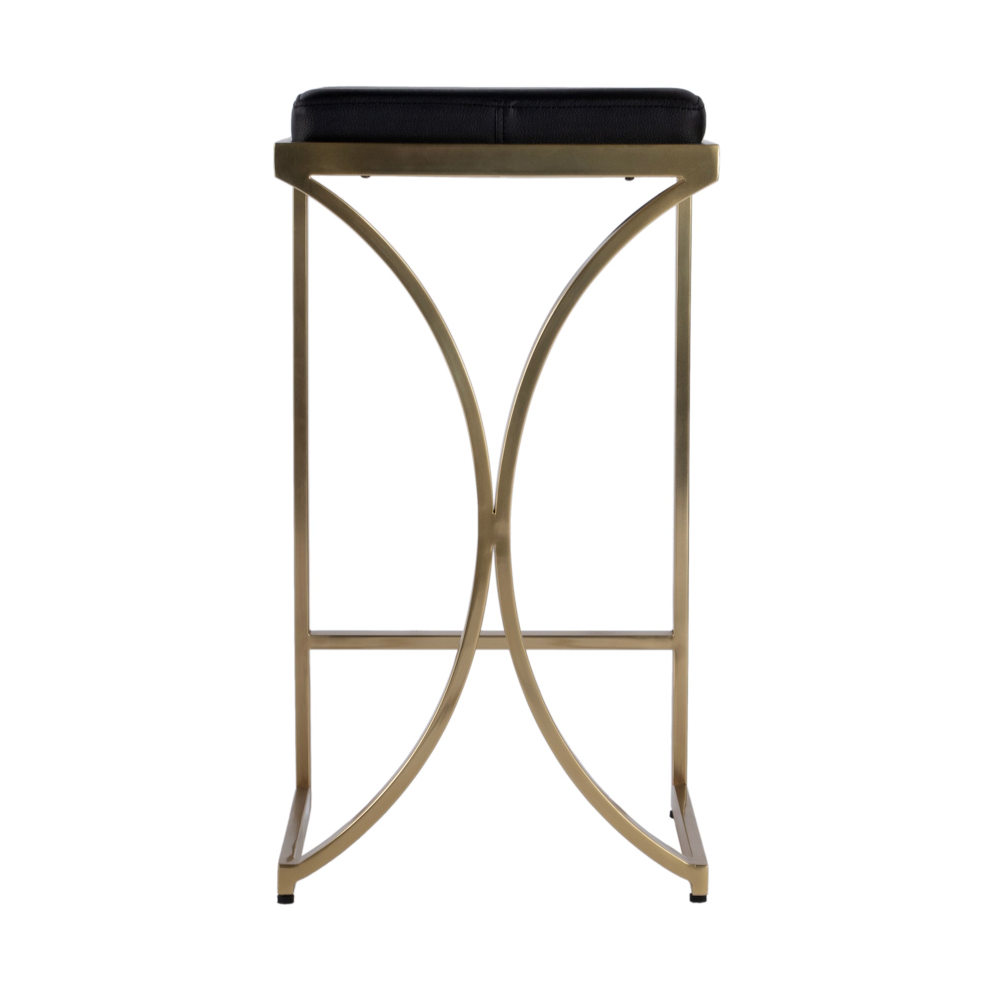 Butler Specialty Company Natalya 24 in. Seat Height Square Upholstered and Metal Backless Counter Stool with Footrest, Black