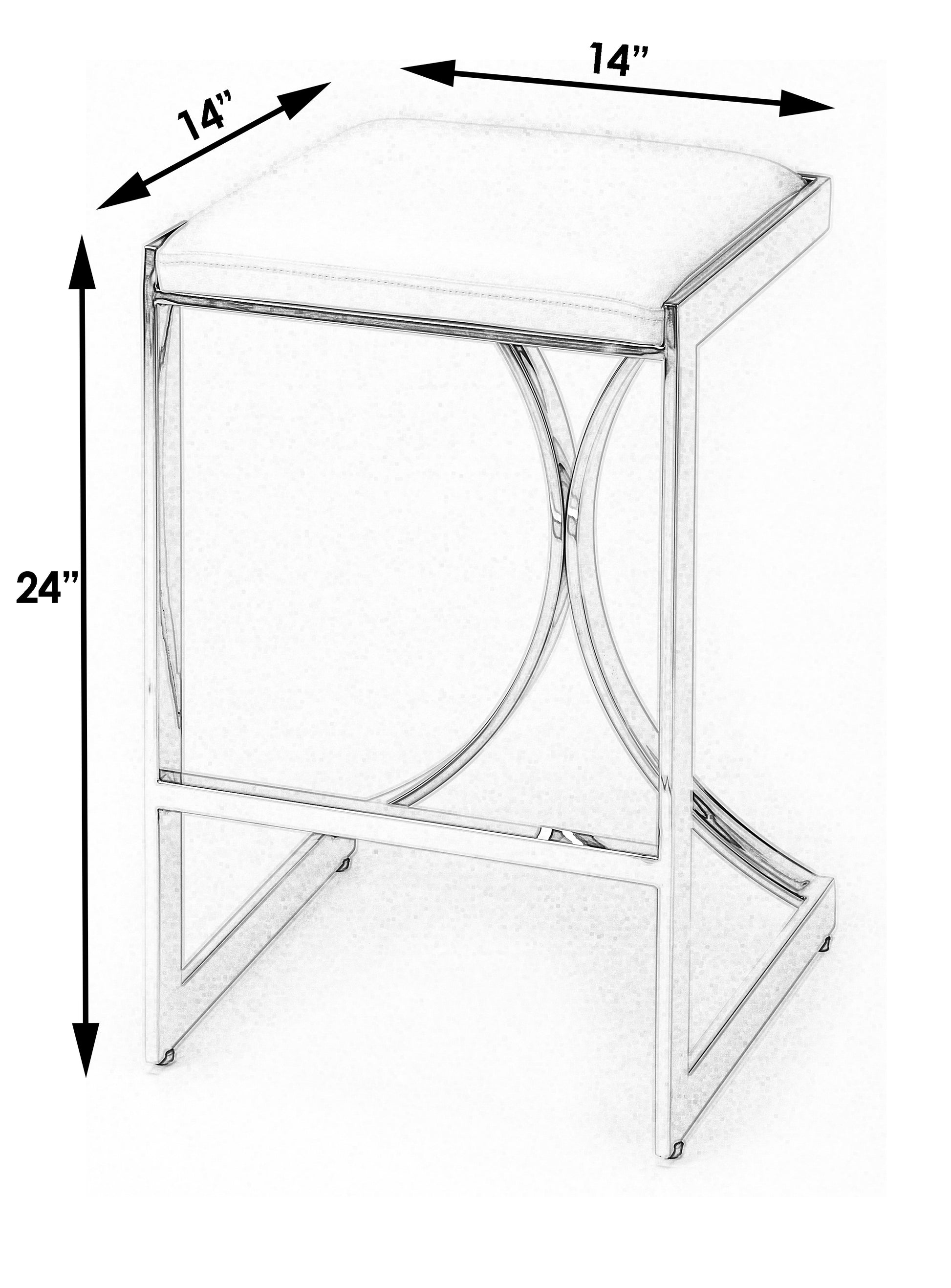 Butler Specialty Company Natalya 24 in. Seat Height Square Upholstered and Metal Backless Counter Stool with Footrest, Silver