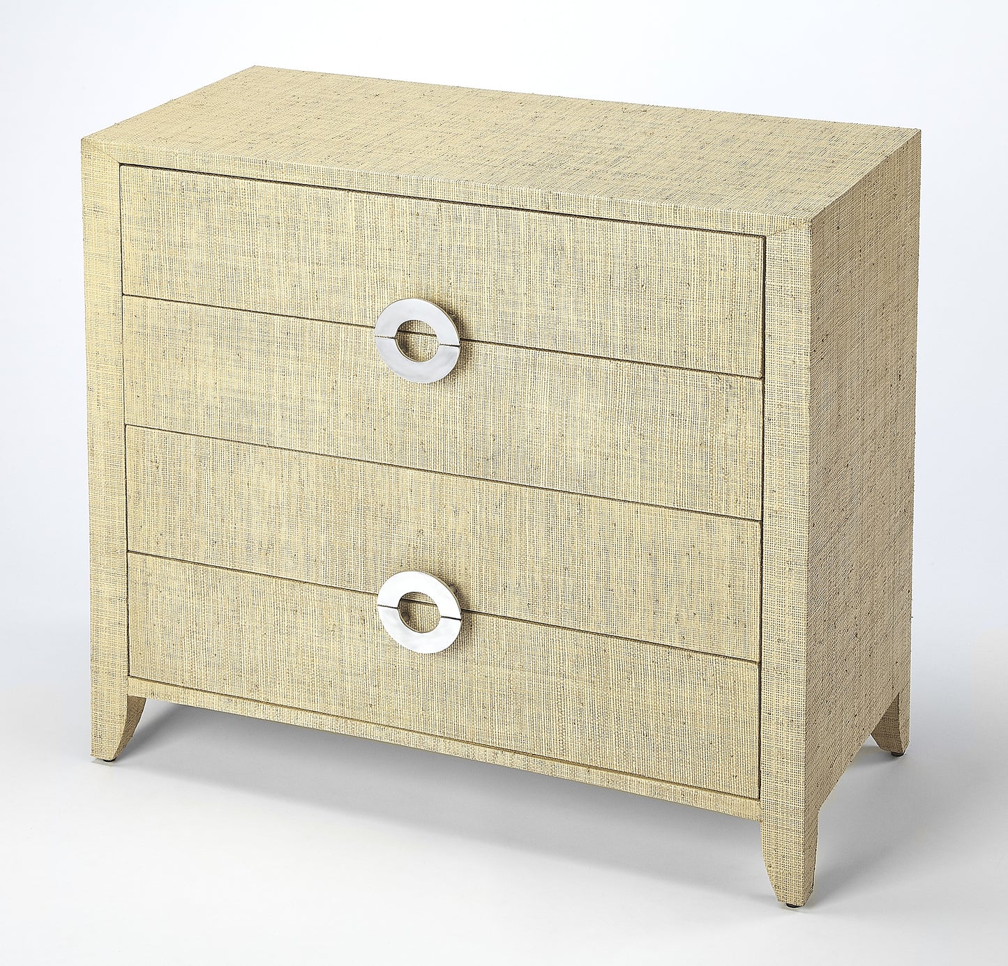 Butler Specialty Company Amelle 34 in. W Rectangular Raffia 4 Drawer Accent Chest, Cream, Yellow
