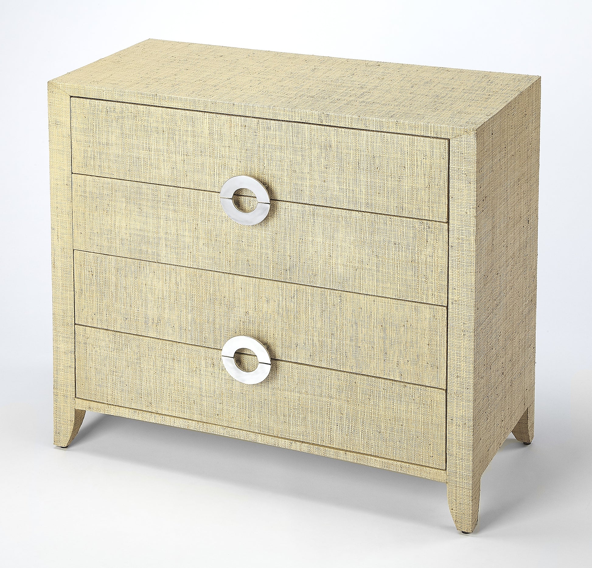 Butler Specialty Company Amelle 34 in. W Rectangular Raffia 4 Drawer Accent Chest, Cream, Yellow