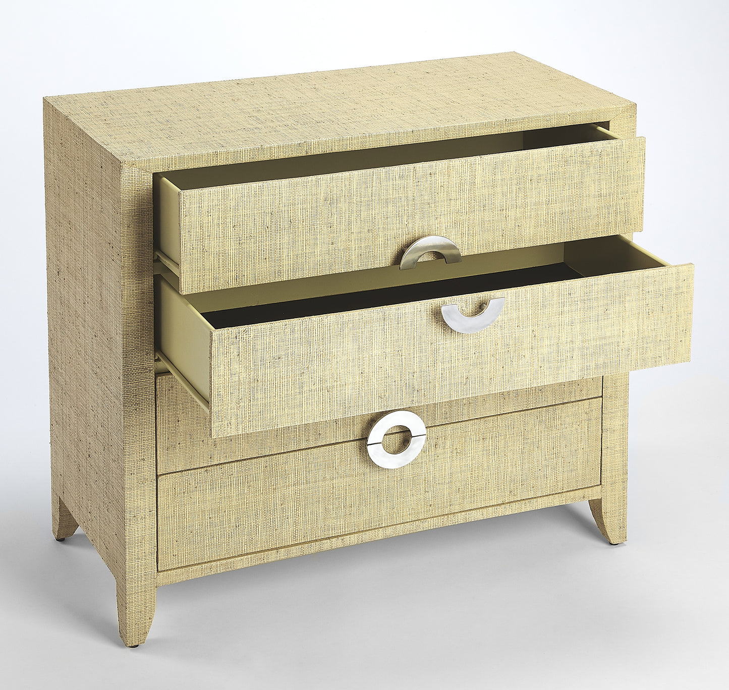 Butler Specialty Company Amelle 34 in. W Rectangular Raffia 4 Drawer Accent Chest, Cream, Yellow