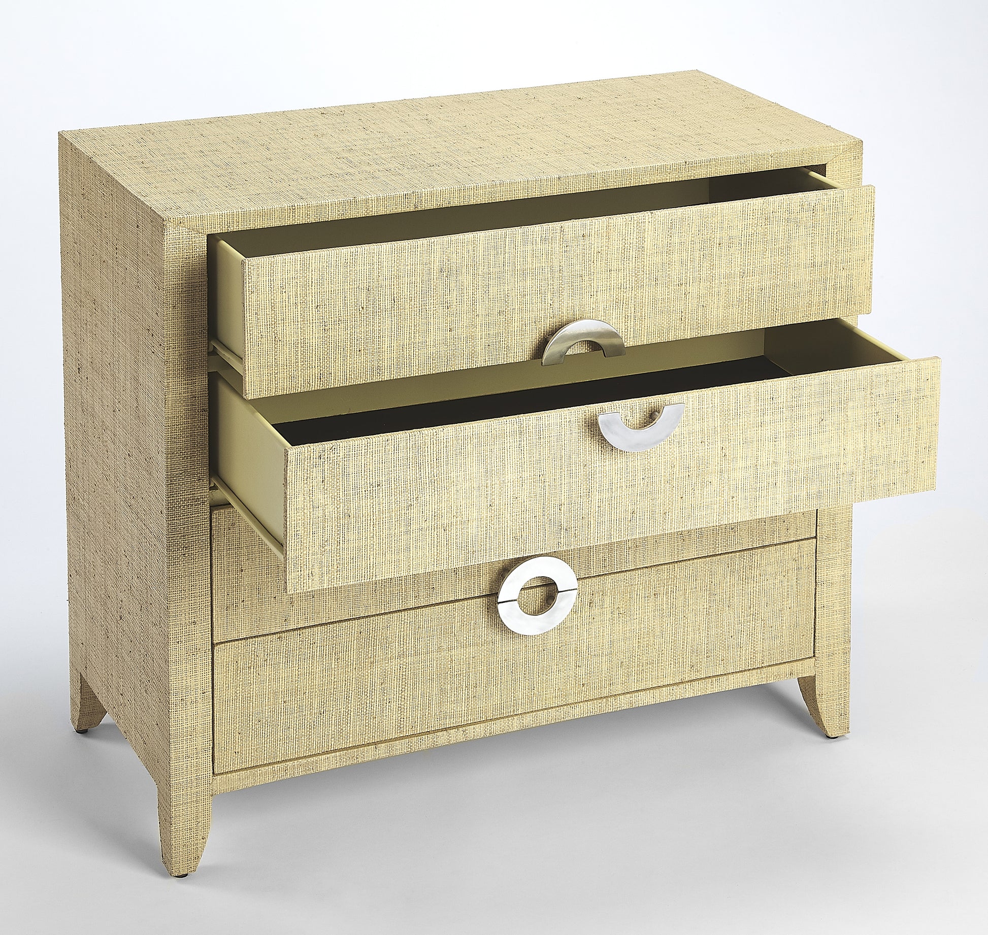 Butler Specialty Company Amelle 34 in. W Rectangular Raffia 4 Drawer Accent Chest, Cream, Yellow