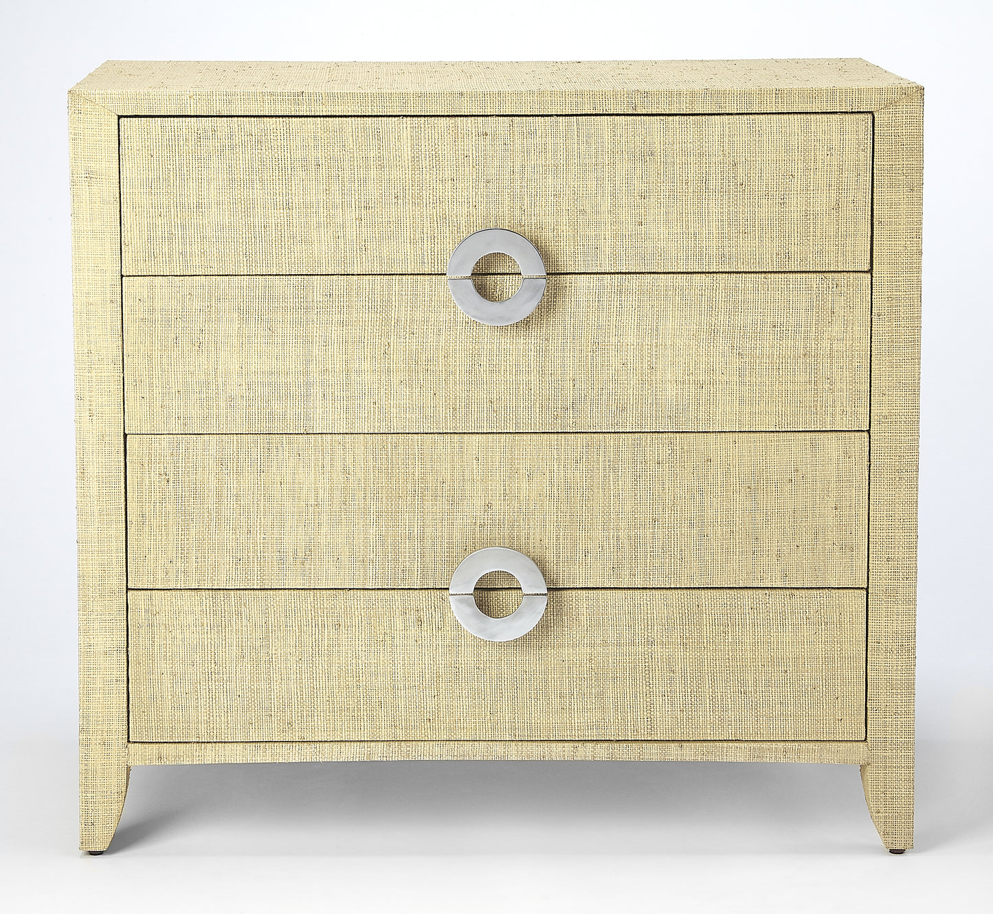 Butler Specialty Company Amelle 34 in. W Rectangular Raffia 4 Drawer Accent Chest, Cream, Yellow