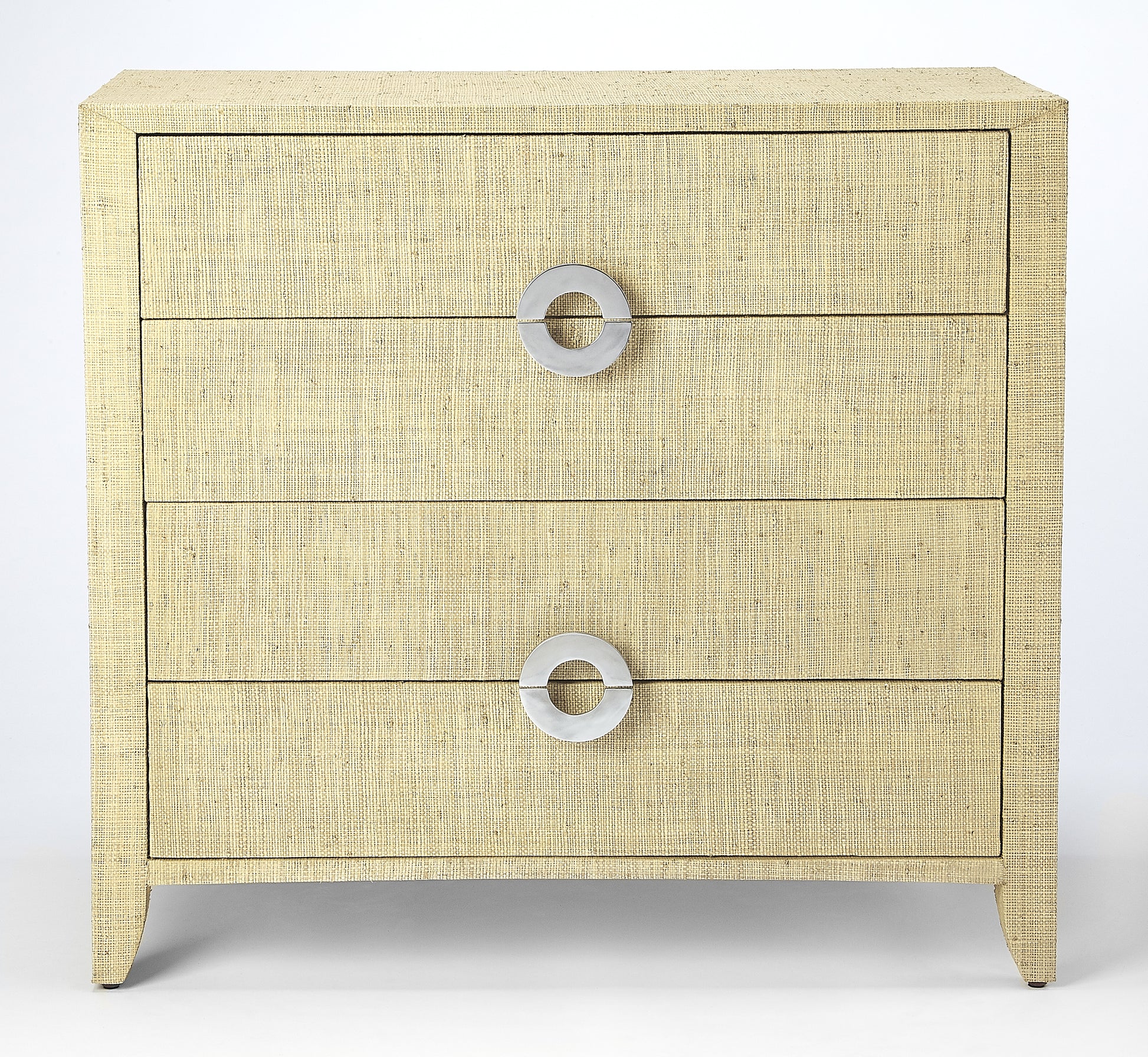 Butler Specialty Company Amelle 34 in. W Rectangular Raffia 4 Drawer Accent Chest, Cream, Yellow
