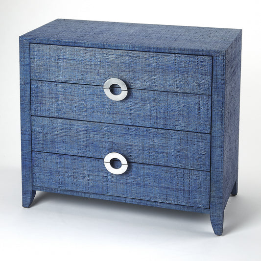 Amelle 4-Drawer Raffia Accent Chest in Blue  4483361