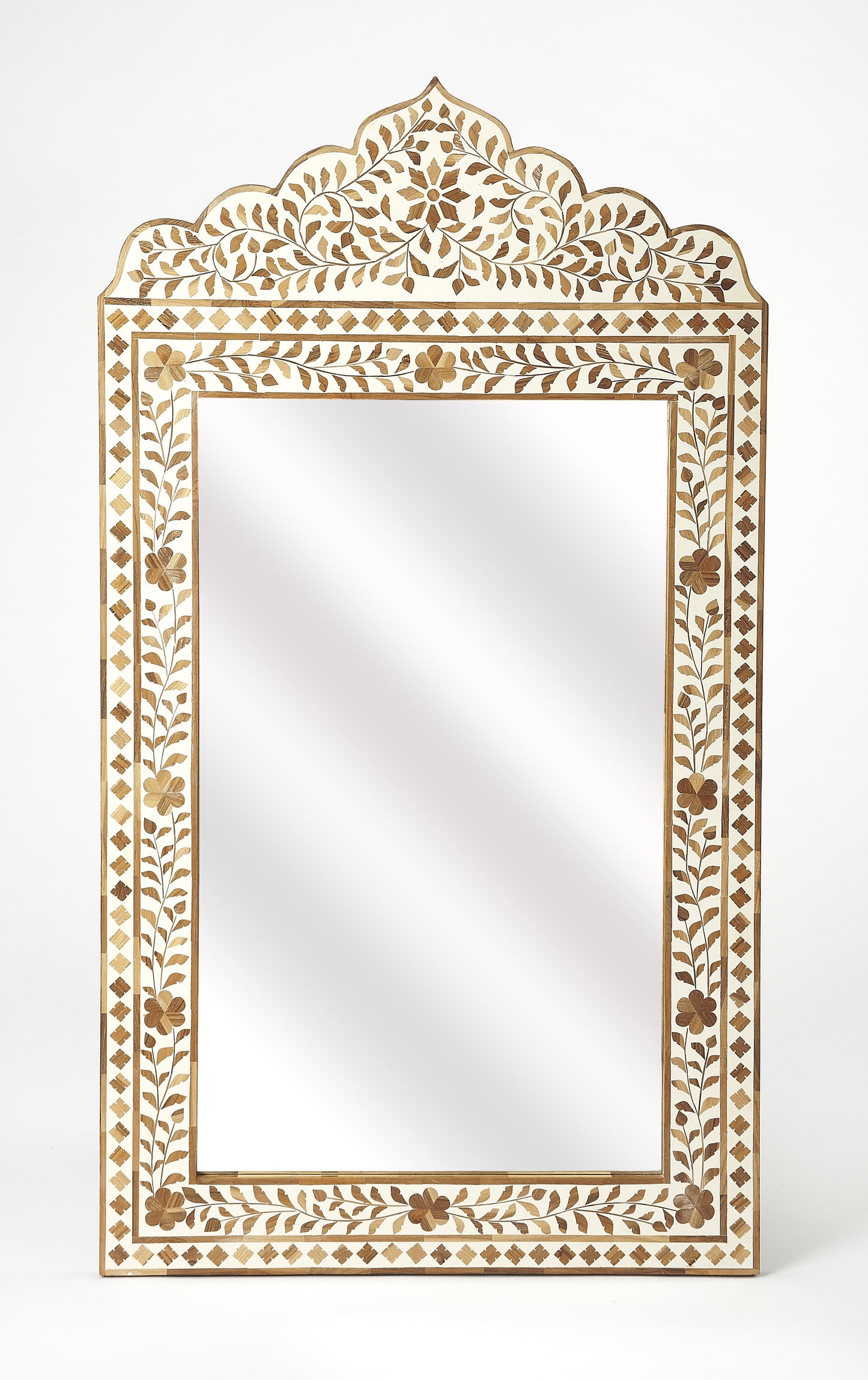 Butler Specialty Company Vivienne 28 in. W x 50 in. H Vertical Wood and Bone Inlay Wall Mirror, Brown