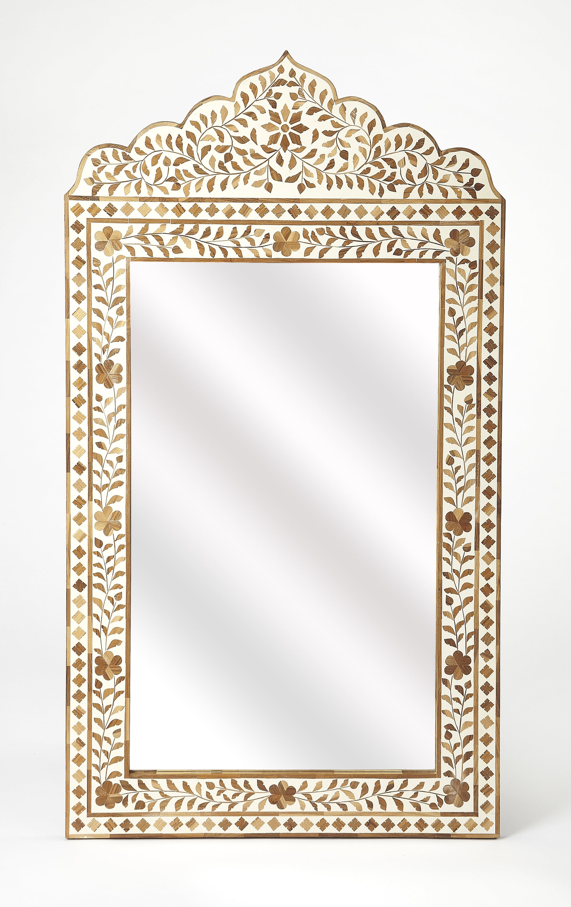 Butler Specialty Company Vivienne 28 in. W x 50 in. H Vertical Wood and Bone Inlay Wall Mirror, Brown