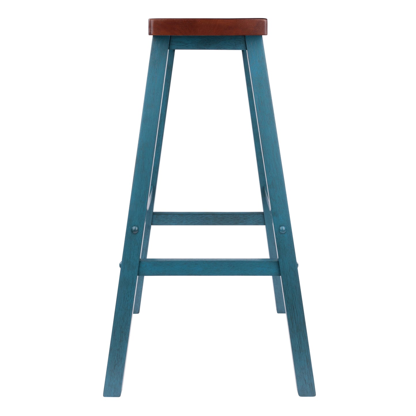 Satori Saddle Seat Bar Stool, Rustic Teal and Walnut