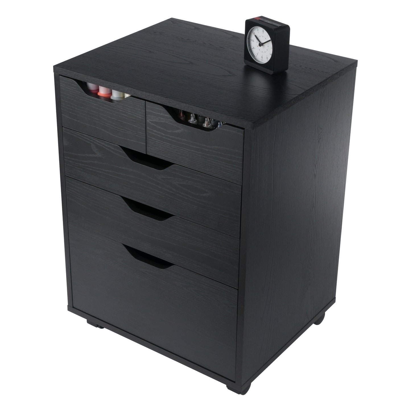 Halifax Bins & Drawers Storage Mobile Cabinet, Black