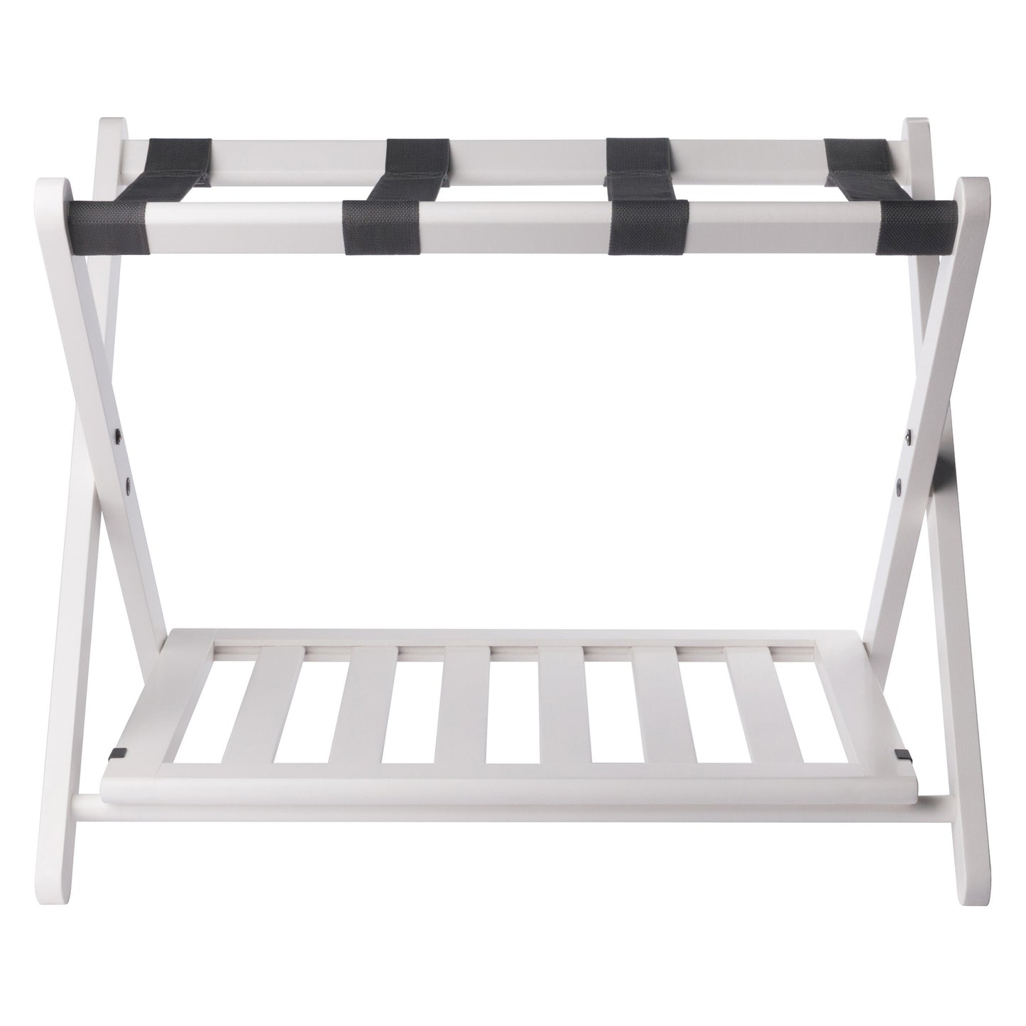 Reese Luggage Rack with Shelf, White
