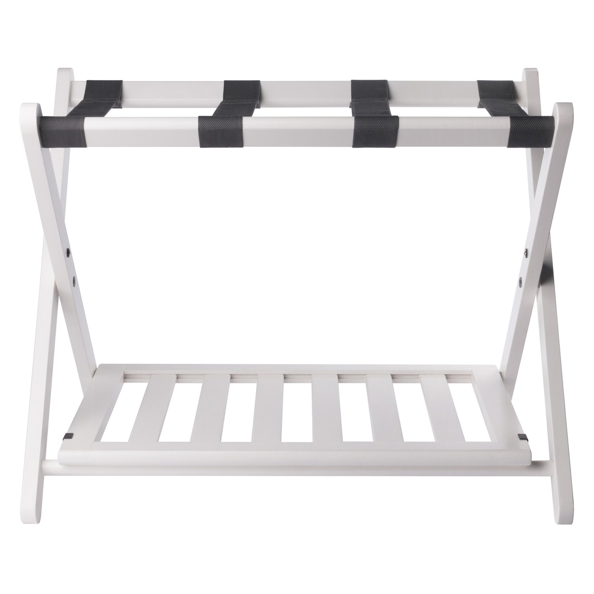 Reese Luggage Rack with Shelf, White