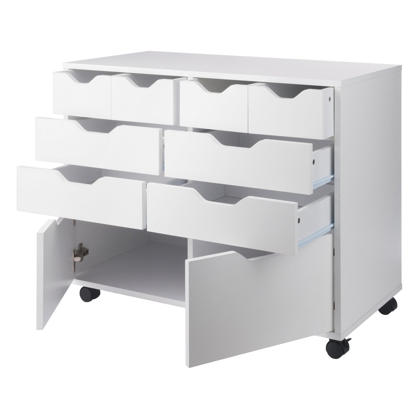 Halifax Bins & Drawers Multi-Storage Wide Mobile Cabinet, White