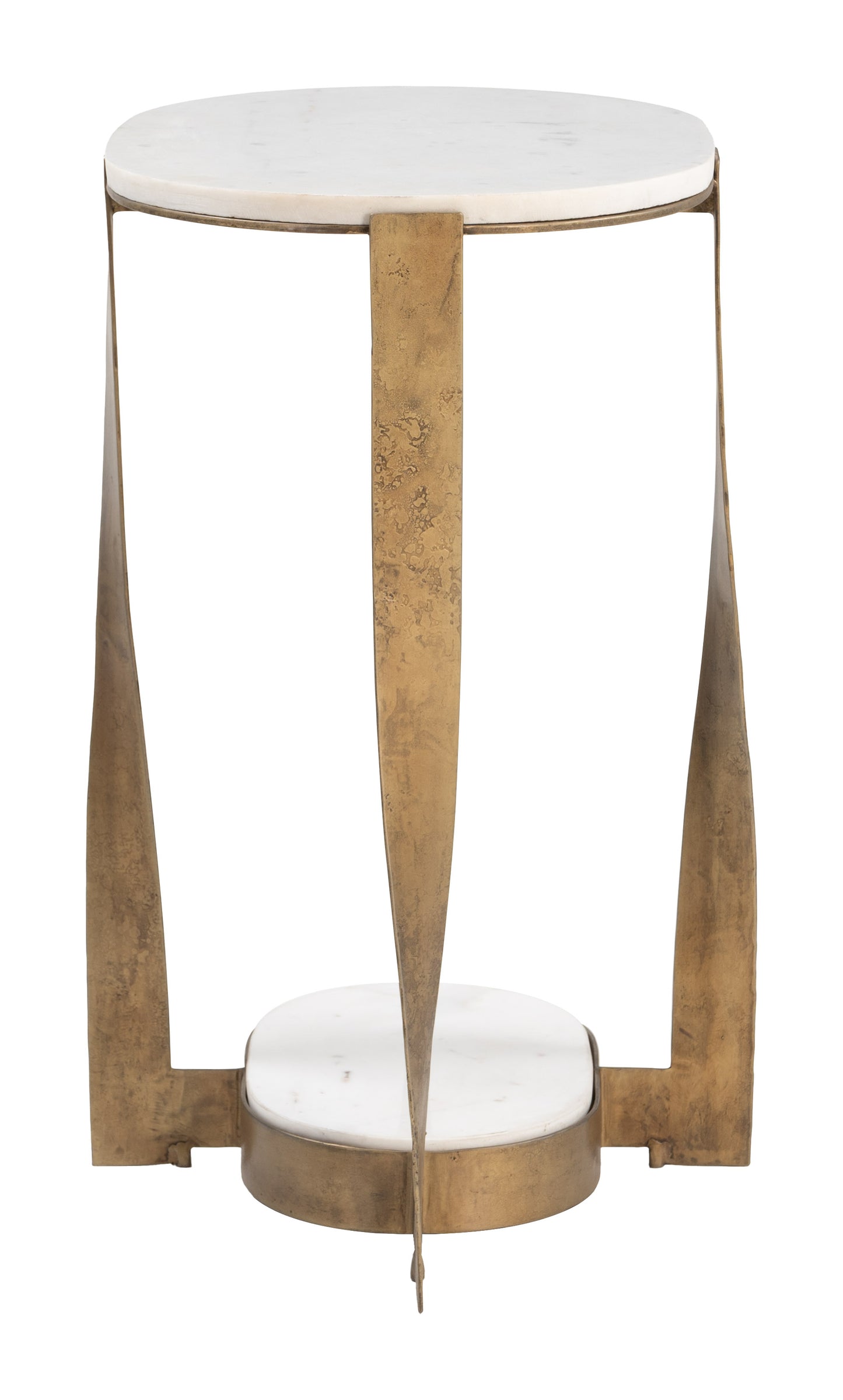 Orion Accent Table White & Brass - 2