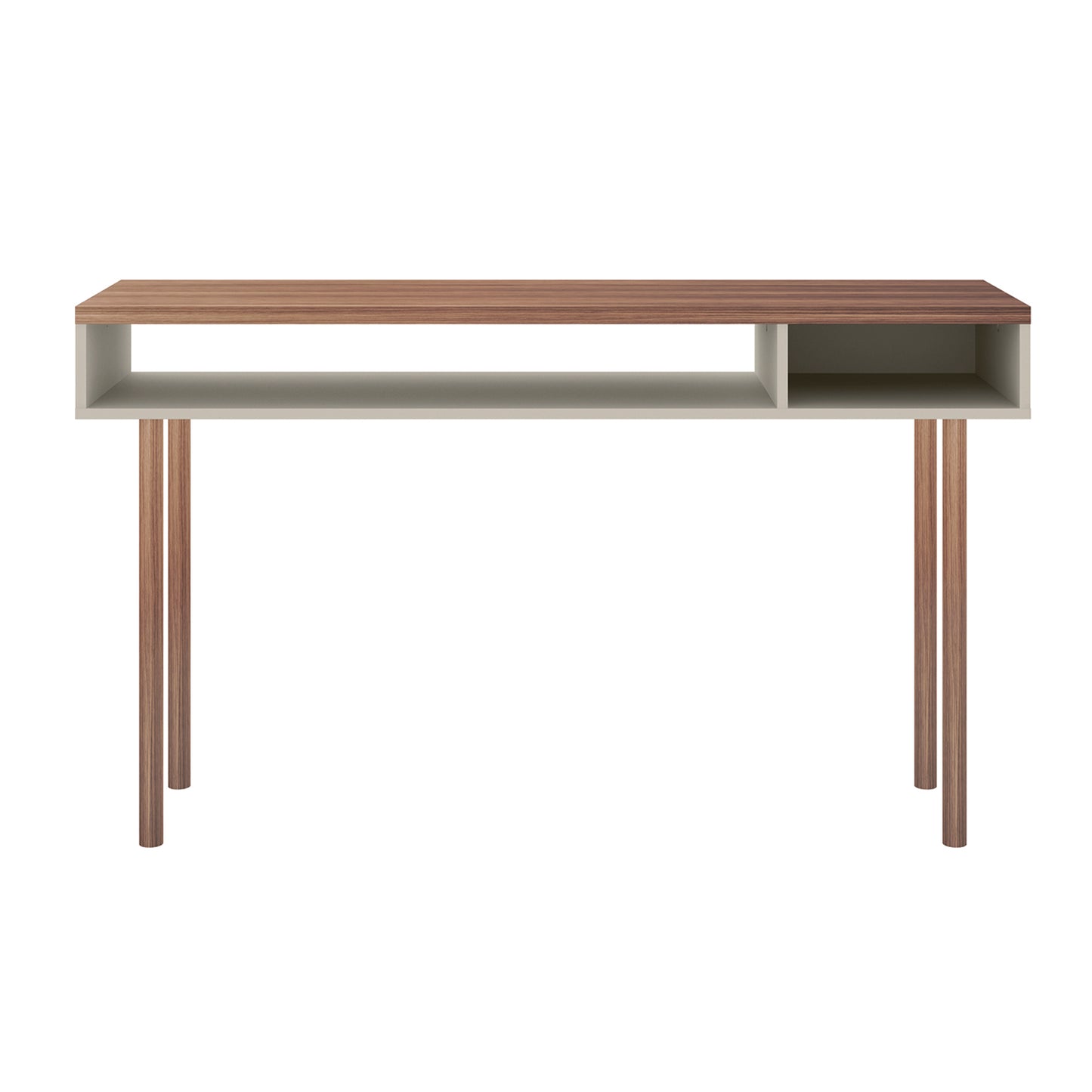 Manhattan Comfort Windsor 47.24 Modern Console Accent Table Entryway with 2 Shelves in Off White and Nature 4LC1
