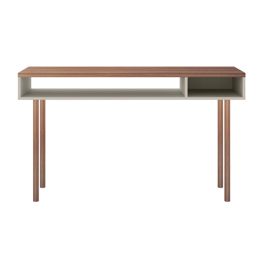 Manhattan Comfort Windsor 47.24 Modern Console Accent Table Entryway with 2 Shelves in Off White and Nature 4LC1
