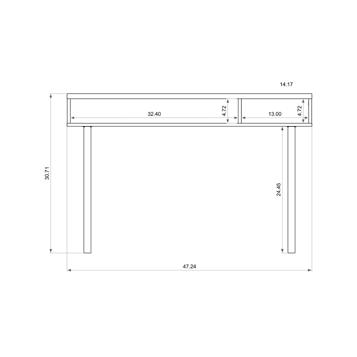 Manhattan Comfort Windsor 47.24 Modern Console Accent Table Entryway with 2 Shelves in Off White and Nature 4LC1