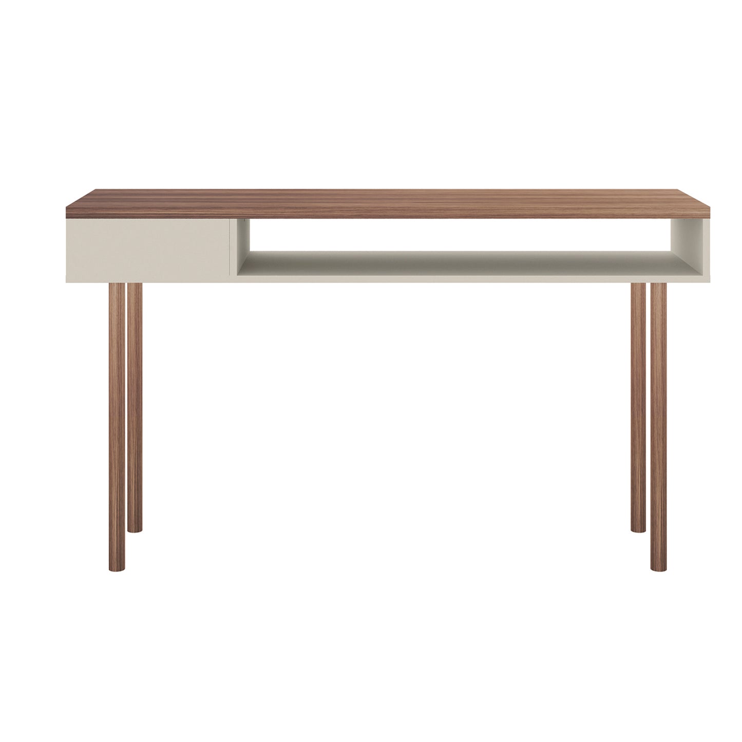 Manhattan Comfort Windsor 47.24 Modern Console Accent Table Entryway with 2 Shelves in Off White and Nature 4LC1