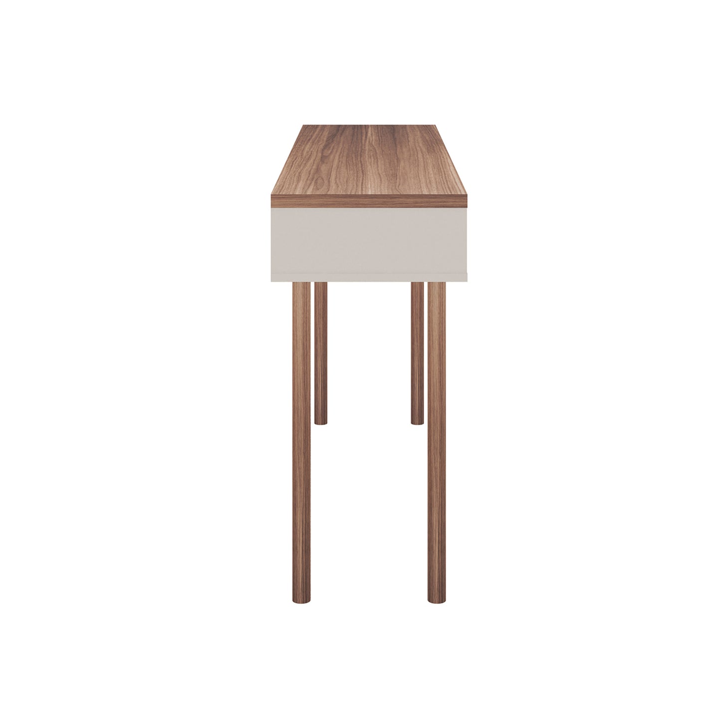 Manhattan Comfort Windsor 47.24 Modern Console Accent Table Entryway with 2 Shelves in Off White and Nature 4LC1