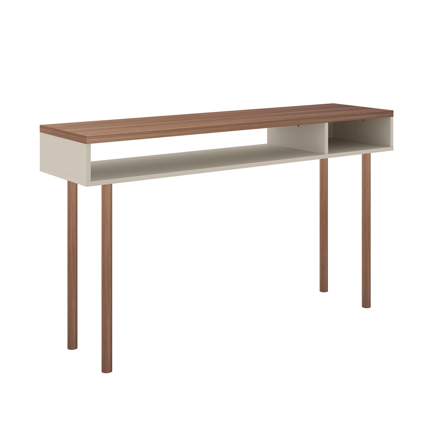 Manhattan Comfort Windsor 47.24 Modern Console Accent Table Entryway with 2 Shelves in Off White and Nature 4LC1
