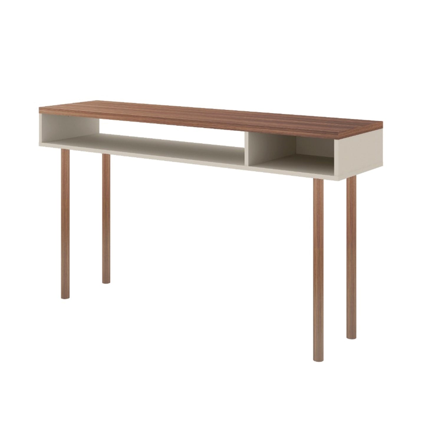 Manhattan Comfort Windsor 47.24 Modern Console Accent Table Entryway with 2 Shelves in Off White and Nature 4LC1