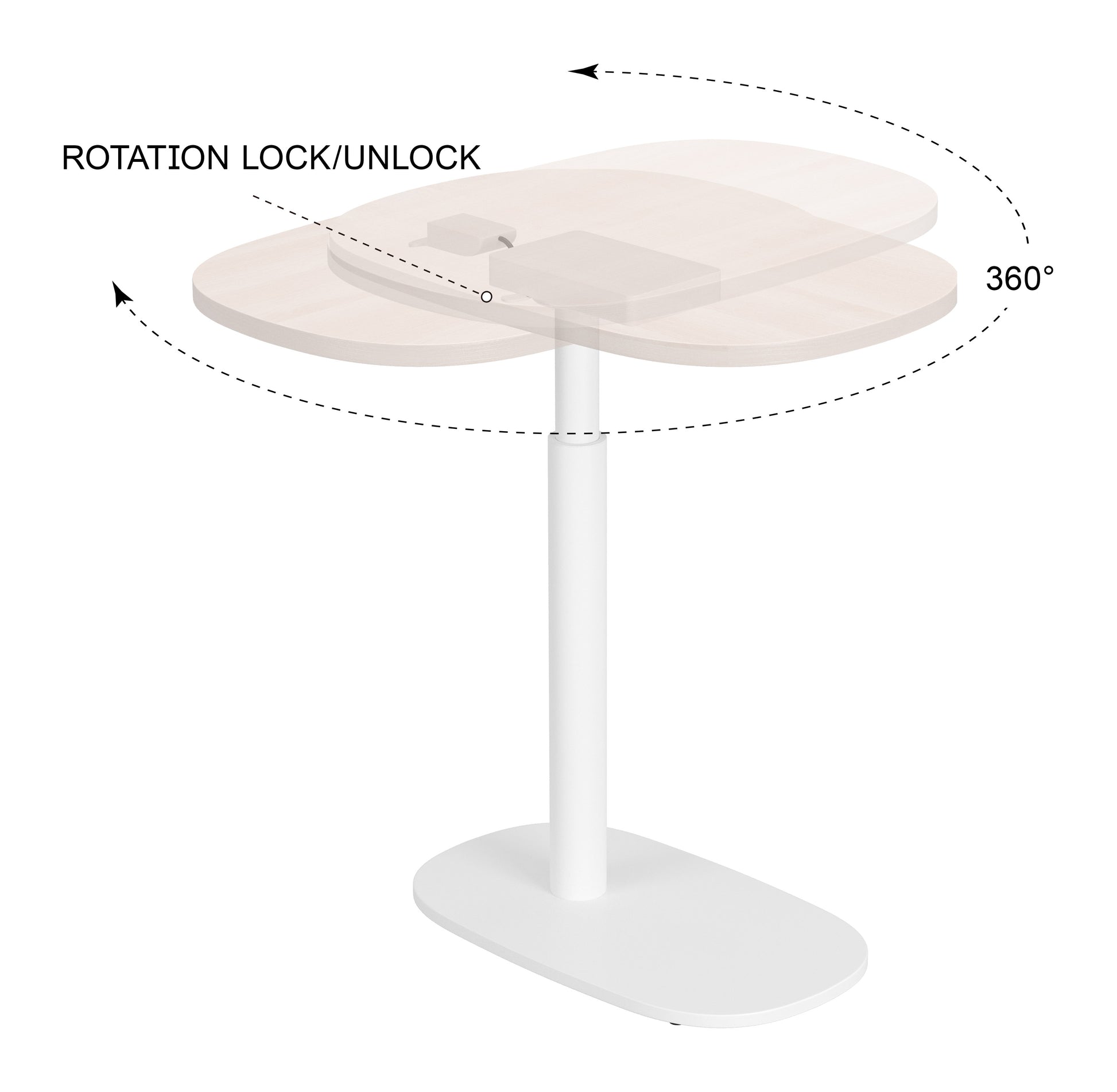 Buddy Adjustable Rotating Side Table Natural & White - 6