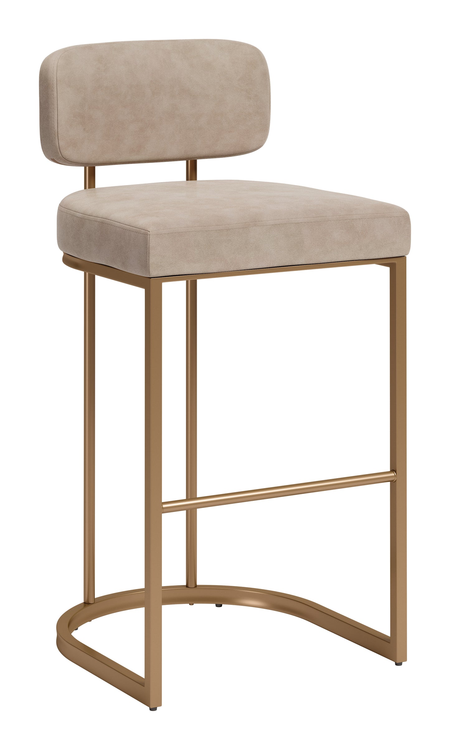 Velar Barstool (Set of 2) Beige & Bronze - 6