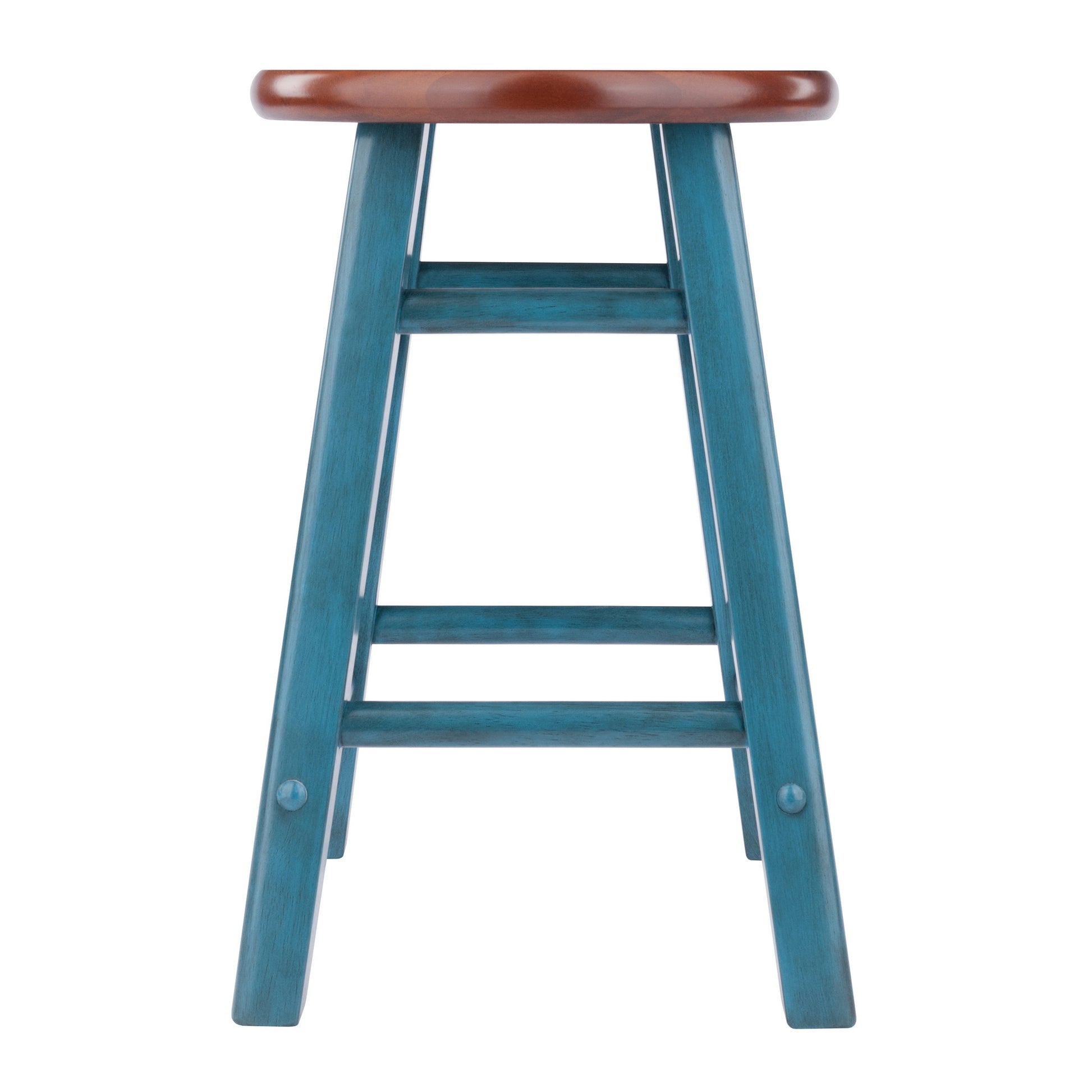 Element 2-Pc Dining Stool Set, Rustic Teal & Walnut