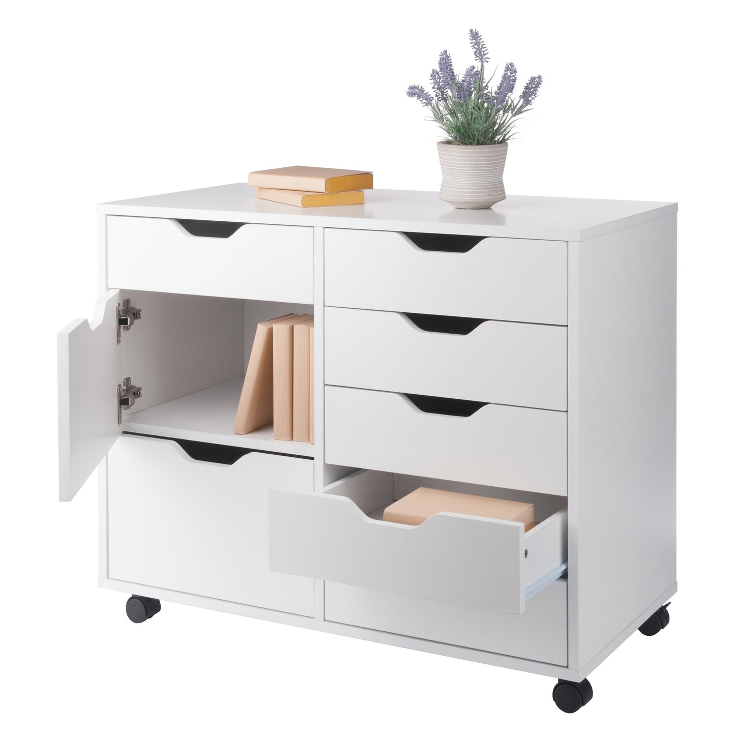 Halifax 6-Drawer Multi-Storage Mobile Cabinet, White