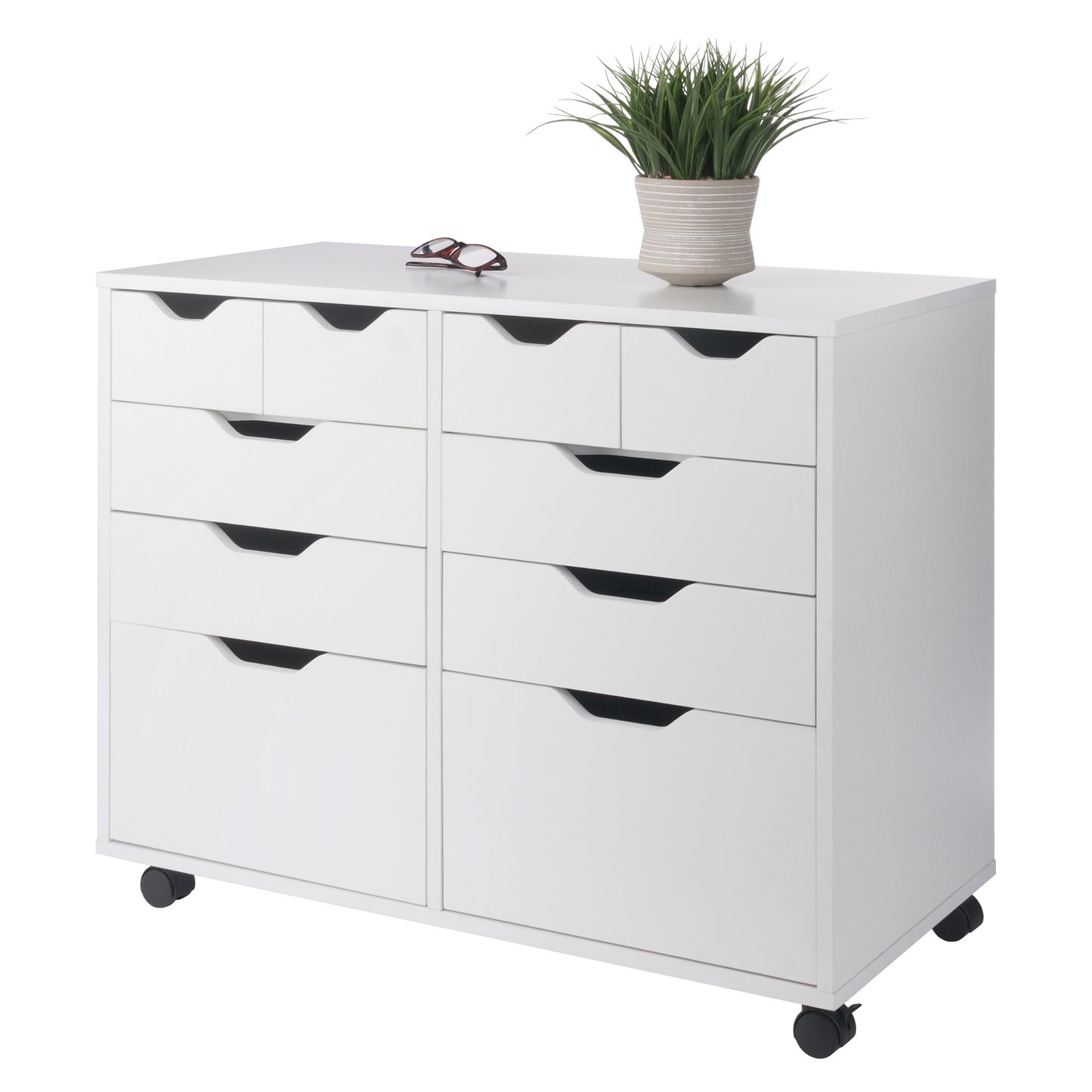 Halifax Bins & Drawers Multi-Storage Wide Mobile Cabinet, White