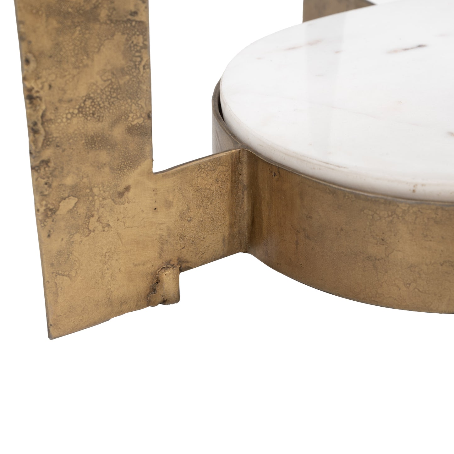 Orion Accent Table White & Brass - 6